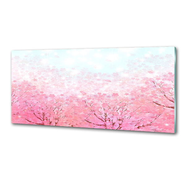 Dekorační panel sklo Květy višně