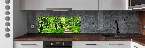 Dekorační panel sklo Břízový les