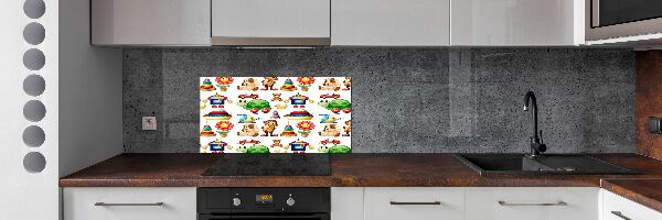 Skleněný panel do kuchyně Hračky