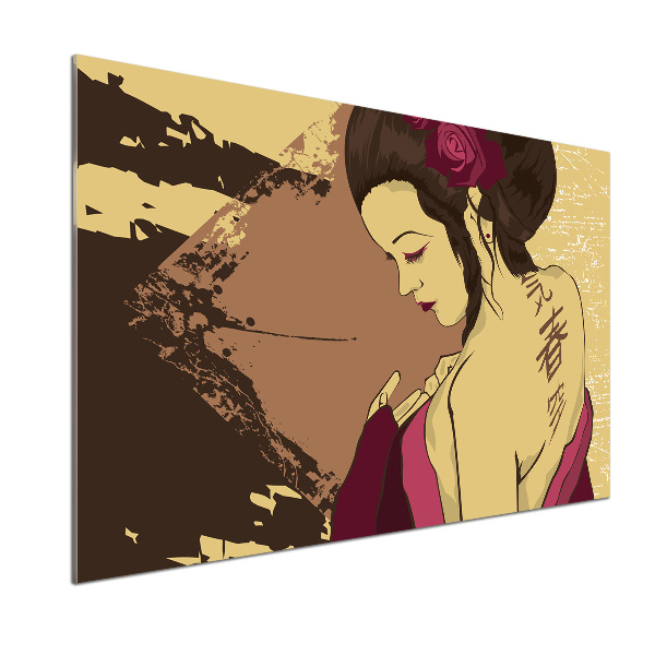 Skleněný panel do kuchyně Gejša