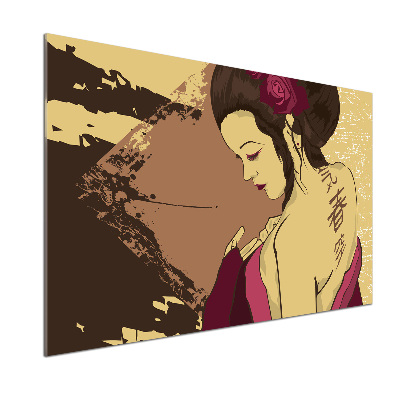 Skleněný panel do kuchyně Gejša