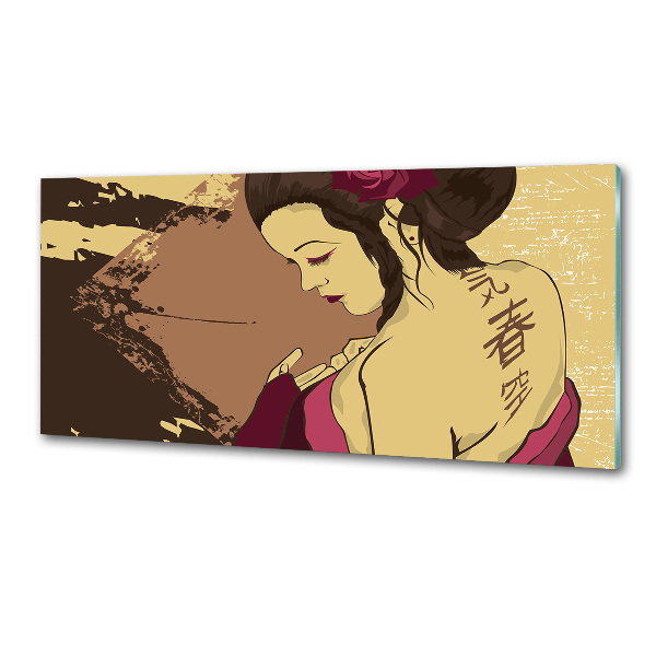 Skleněný panel do kuchyně Gejša