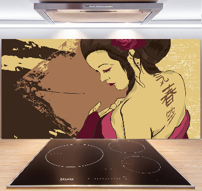 Skleněný panel do kuchyně Gejša