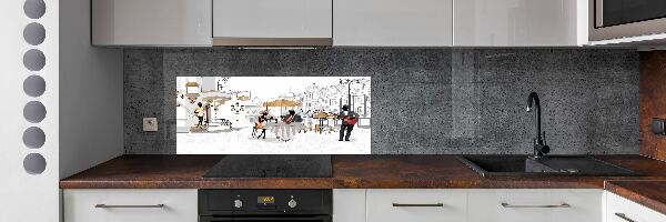 Skleněný panel do kuchynské linky Kavárna