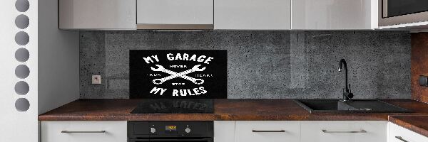 Skleněný panel do kuchynské linky Garáž