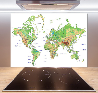 Dekorační panel sklo Mapa světa