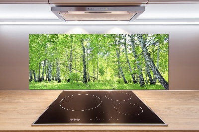 Dekorační panel sklo Břízový les