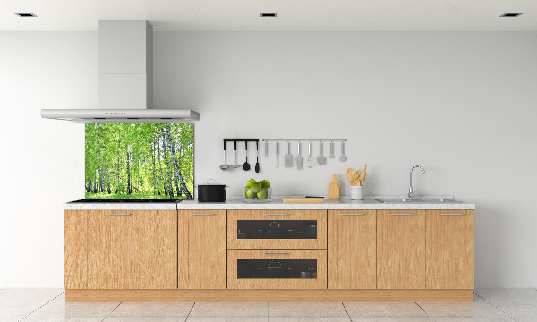 Dekorační panel sklo Břízový les