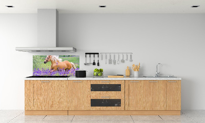 Panel lacobel Kůň na poli levandule