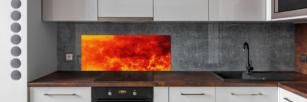 Skleněný panel do kuchynské linky Plameny