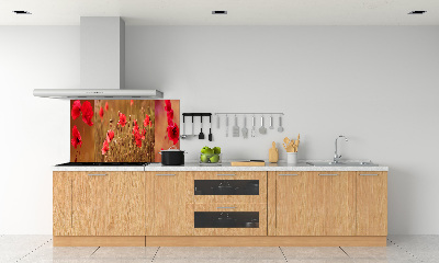 Dekorační panel sklo Máky triptych