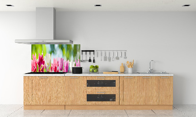 Skleněný panel do kuchynské linky Tulipány