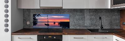 Panel lacobel Plachetnice při západu slunce