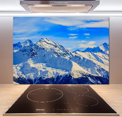 Skleněný panel do kuchynské linky Alpy zima