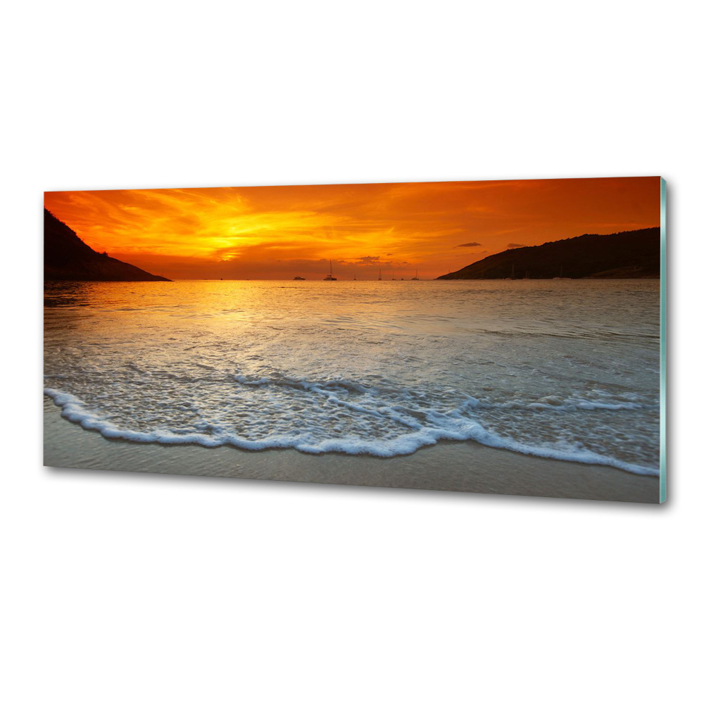 Panel lacobel Západ slunce moře