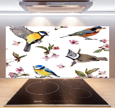Panel do kuchyně Ptáci květiny viště