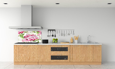 Skleněný panel do kuchyně Pivoňky