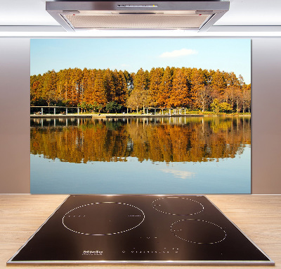 Panel do kuchyně Les na jezerem