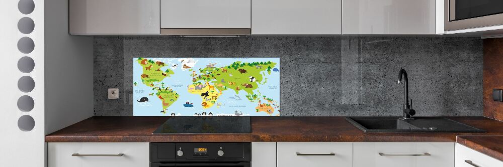 Panel do kuchyně Mapa zvířata