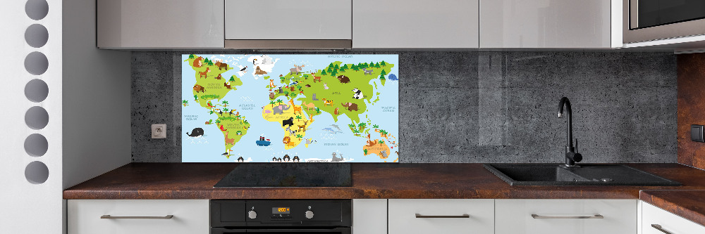 Panel do kuchyně Mapa zvířata