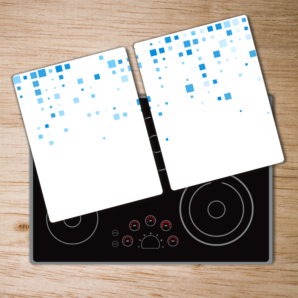 Kuchyňská deska skleněná Modré čtverce