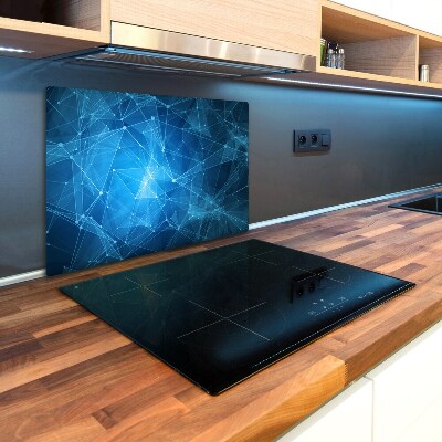 Kuchyňská deska velká skleněná Modré linie