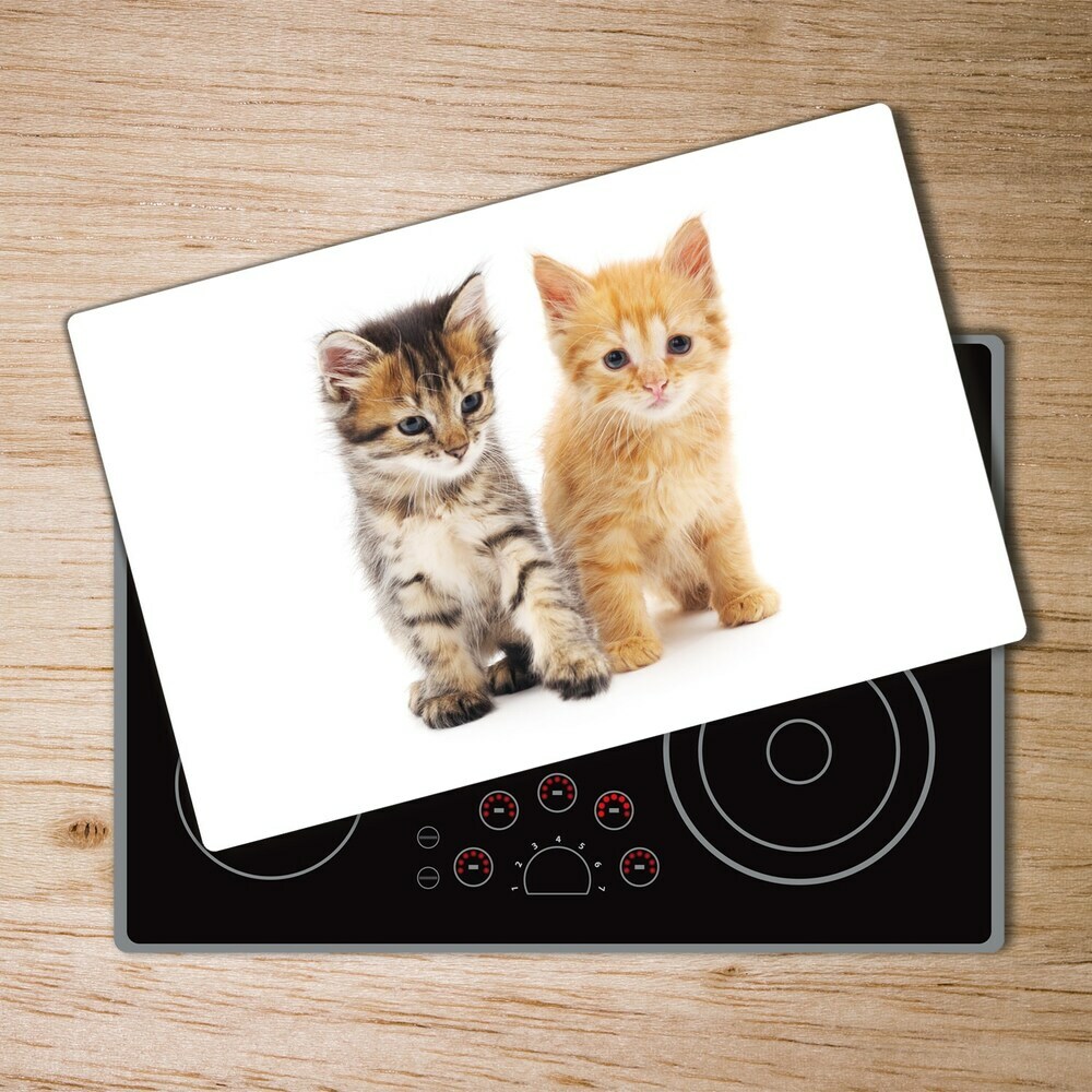 Kuchyňská deska skleněná Hnědá a červená kočka