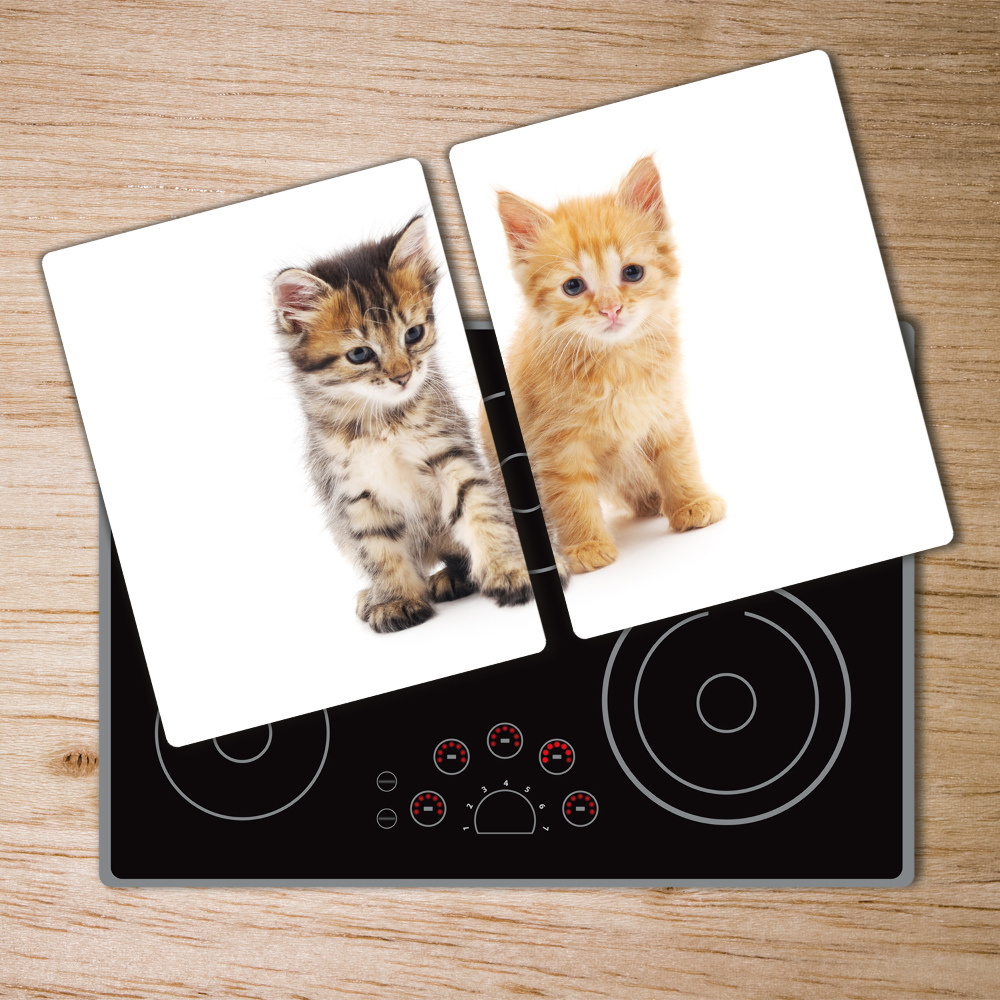 Kuchyňská deska skleněná Hnědá a červená kočka