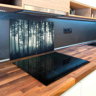 Kuchyňská deska velká skleněná Les v mlze
