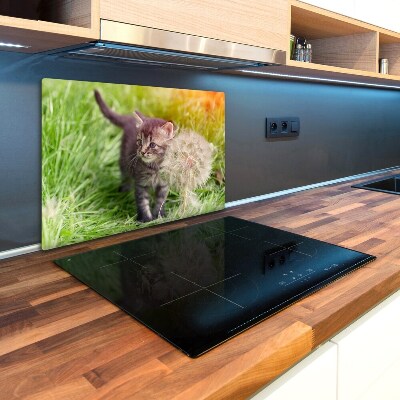 Kuchyňská deska skleněná Kočka a pampeliška