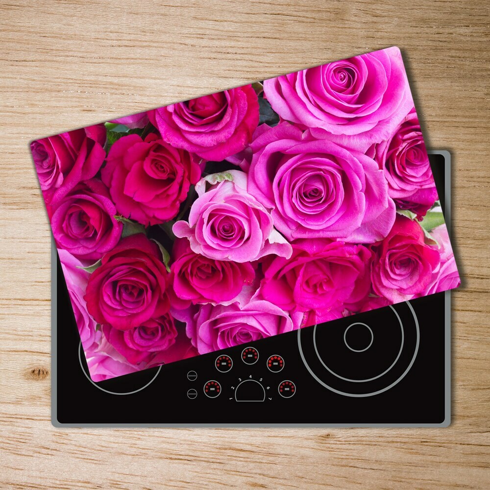 Deska na krájení skleněná Kytice růžových růží
