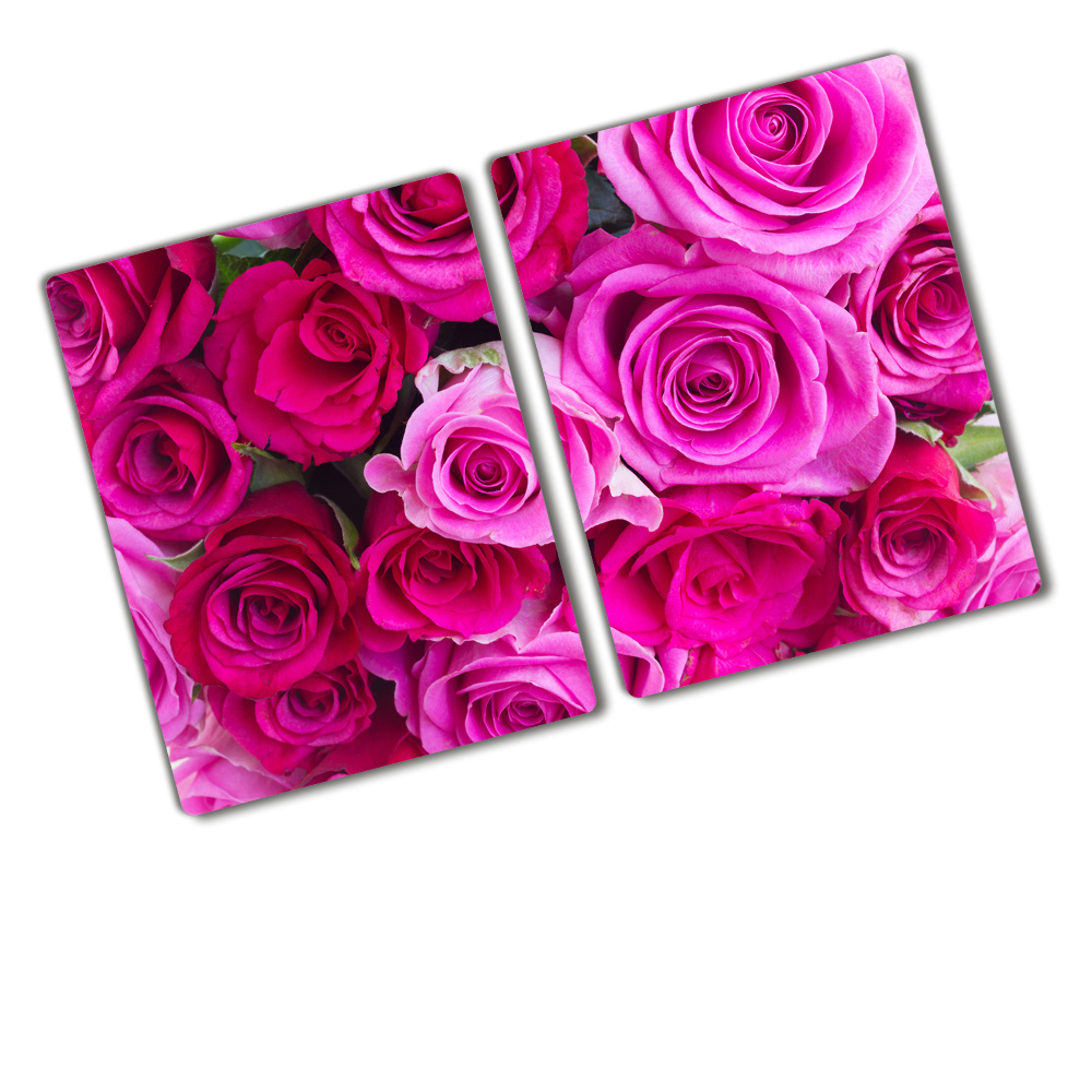 Deska na krájení skleněná Kytice růžových růží