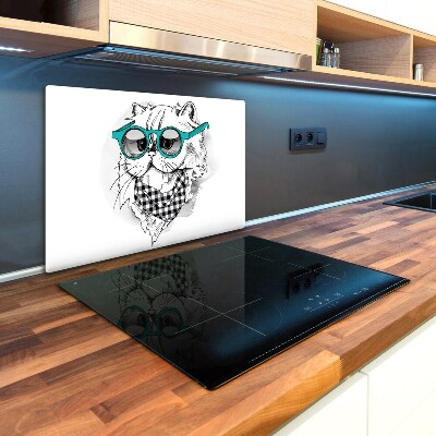 Kuchyňská deska skleněná Kočka v brýlích