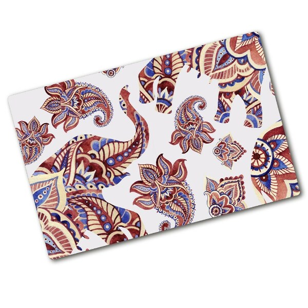 Kuchyňská deska skleněná Sloni ornamenty