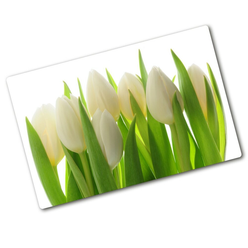 Deska na krájení skleněná Tulipány