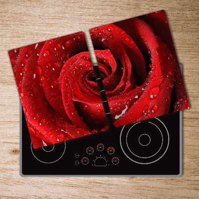 Deska na krájení skleněná Kapky na růži