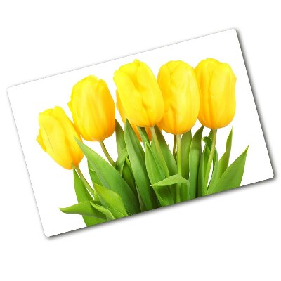 Deska na krájení skleněná Žluté tulipány