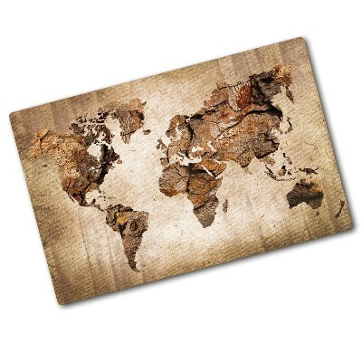 Kuchyňská deska skleněná Mapa světa dřevo
