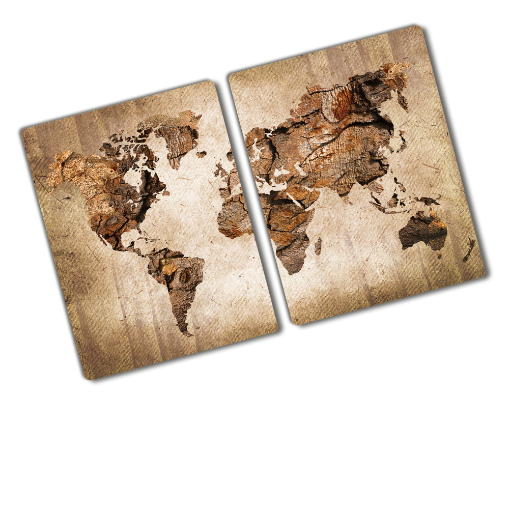 Kuchyňská deska skleněná Mapa světa dřevo