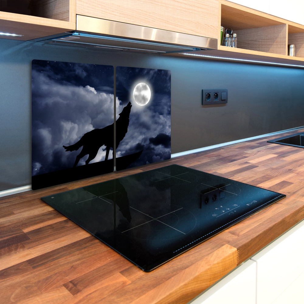 Kuchyňská deska skleněná Vlk úplněk