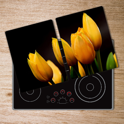 Deska na krájení skleněná Žluté tulipány