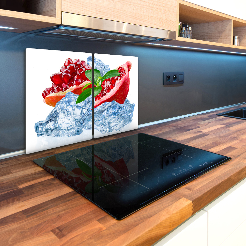 Kuchyňská deska velká skleněná Granátové jablko s ledem