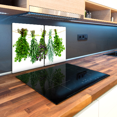 Kuchyňská deska velká skleněná Bylinky na provázku