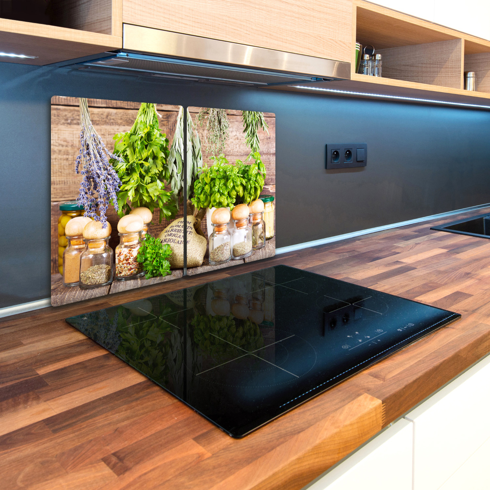 Kuchyňská deska velká skleněná Bylinky na provázku