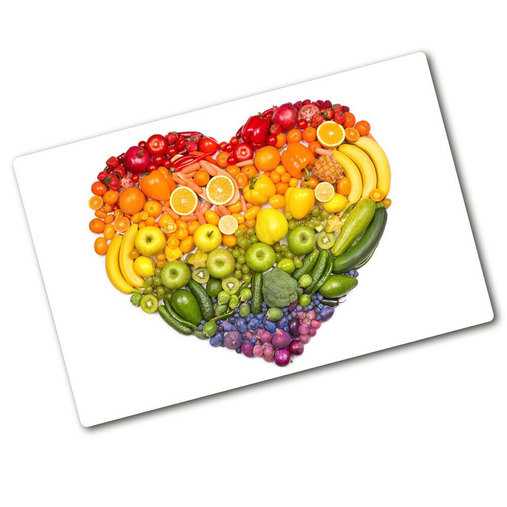 Kuchyňská deska velká skleněná Zeleninové srdce