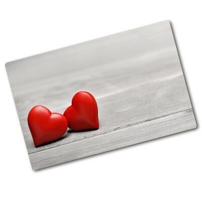 Kuchyňská deska velká skleněná Srdce na dřevě