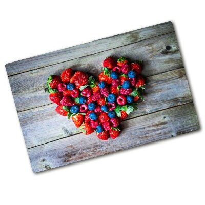 Kuchyňská deska velká skleněná Srdce z ovoců