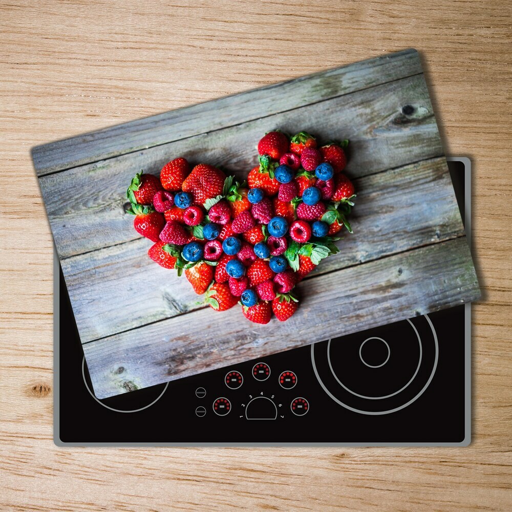 Kuchyňská deska velká skleněná Srdce z ovoců