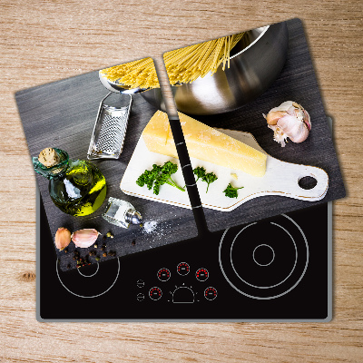Kuchyňská deska velká skleněná Těstoviny s česnekem