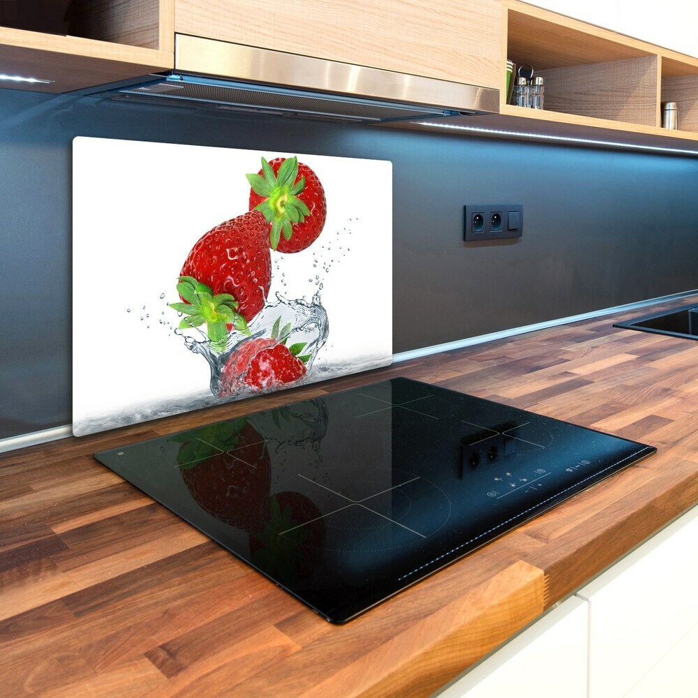 Kuchyňská deska velká skleněná Spadající jahody